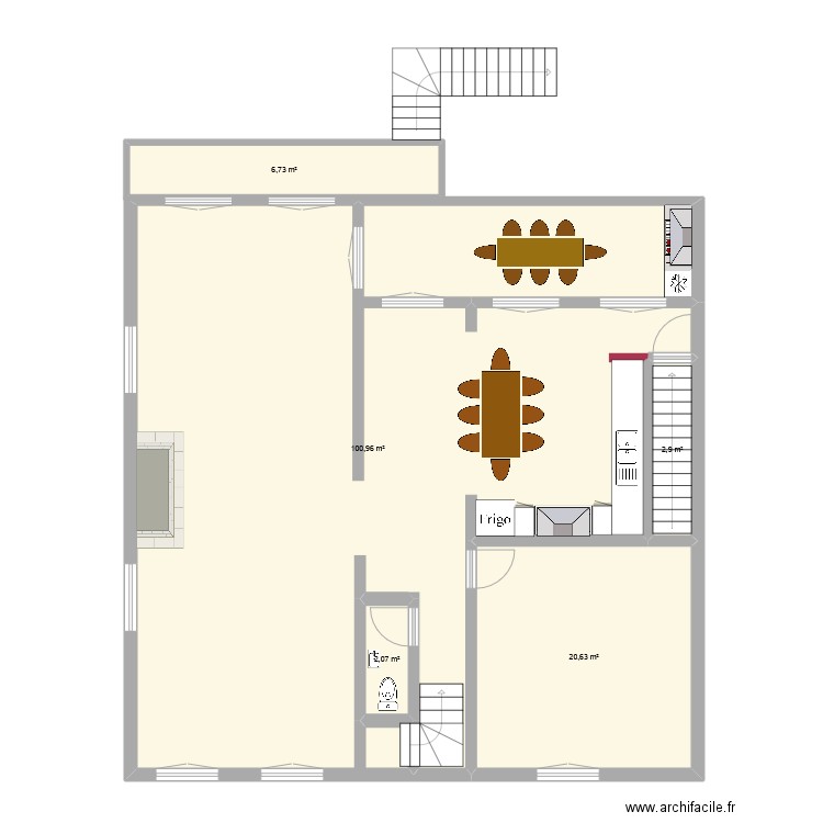 Montazels bas. Plan de 5 pièces et 133 m2
