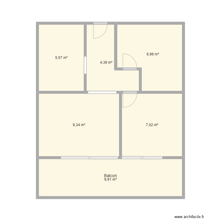 APP. Plan de 6 pièces et 43 m2