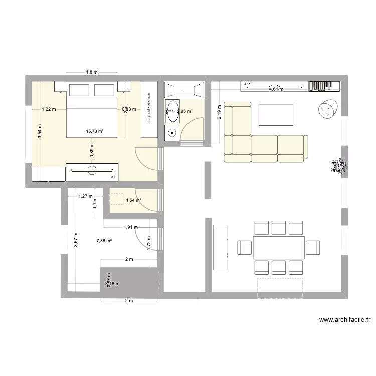 ben et anaelle 3. Plan de 4  et 28 m²