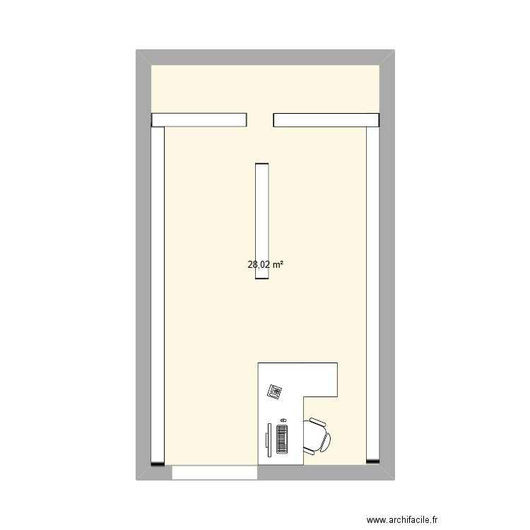 librairie. Plan de 1 pièce et 28 m2