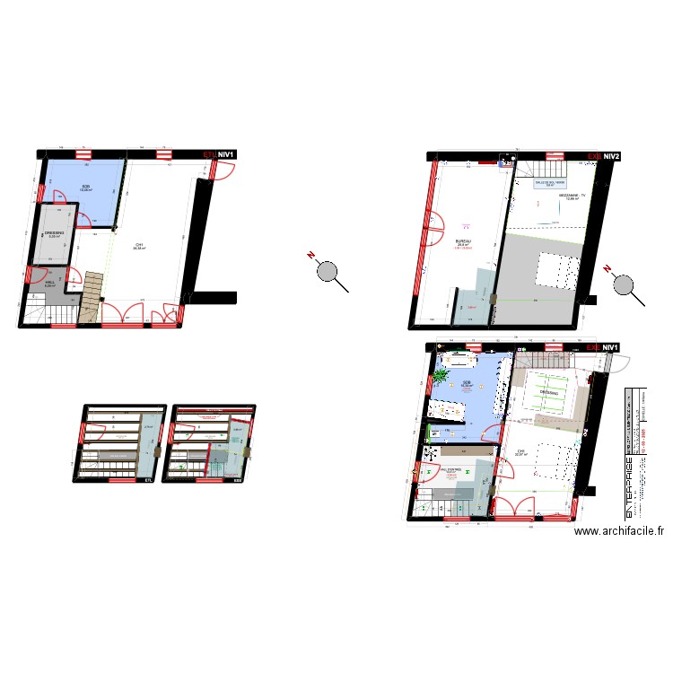EYM / CH. Plan de 18 pièces et 215 m2