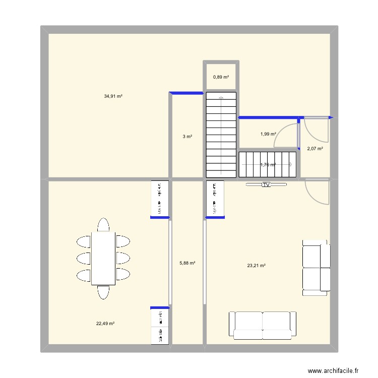 CDS - PRO - RDC. Plan de 9 pièces et 96 m2