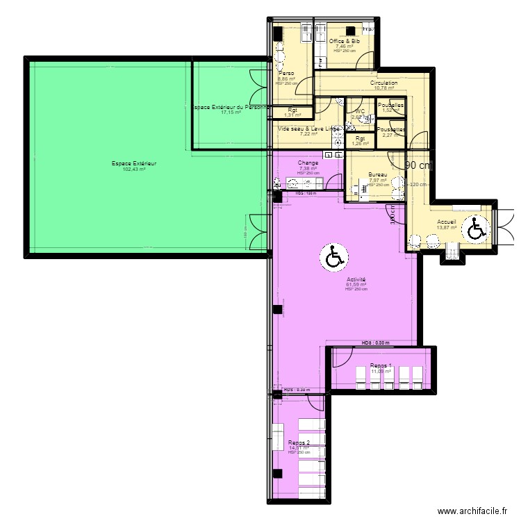 92R9D projet rectif. Plan de 17 pièces et 279 m2