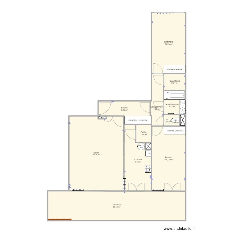 Abondance. Plan de 14 pièces et 109 m2