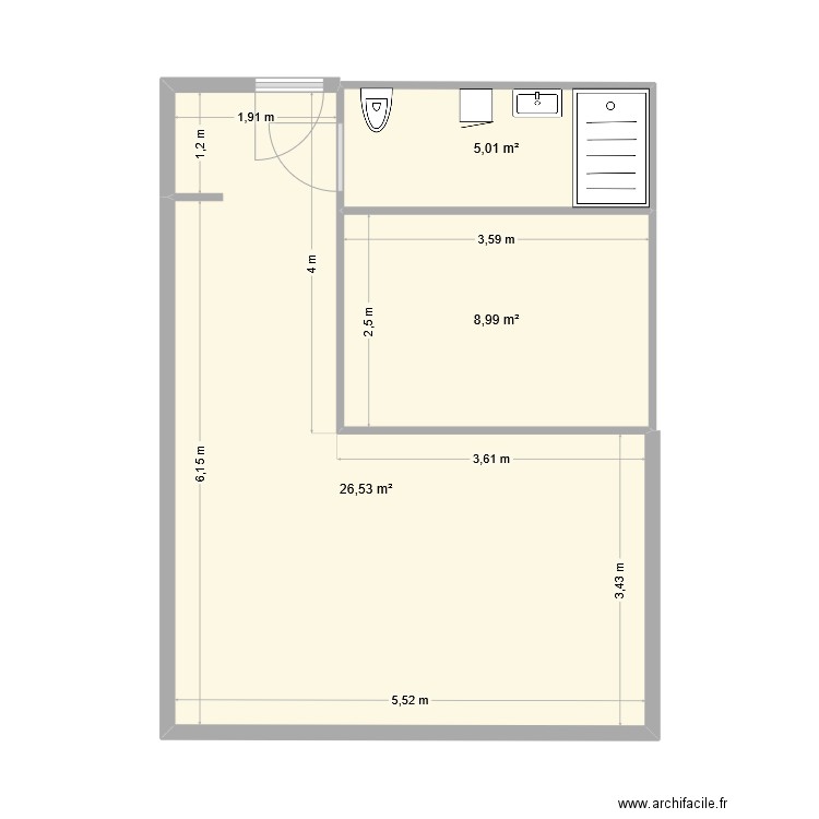 appart box charvo. Plan de 3 pièces et 41 m2