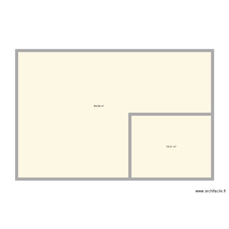 1234. Plan de 2 pièces et 88 m2