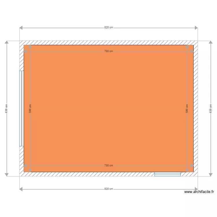 trega. Plan de 1  et 46 m²