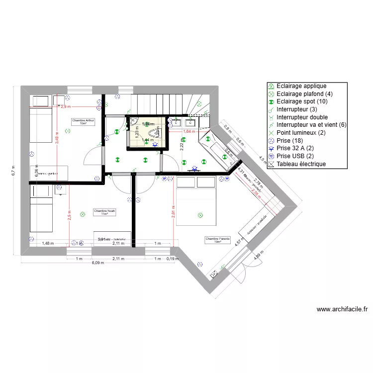 Etage V&J-Plan Electrique-v4(TEST_AMENAGEMENT). Plan de 
