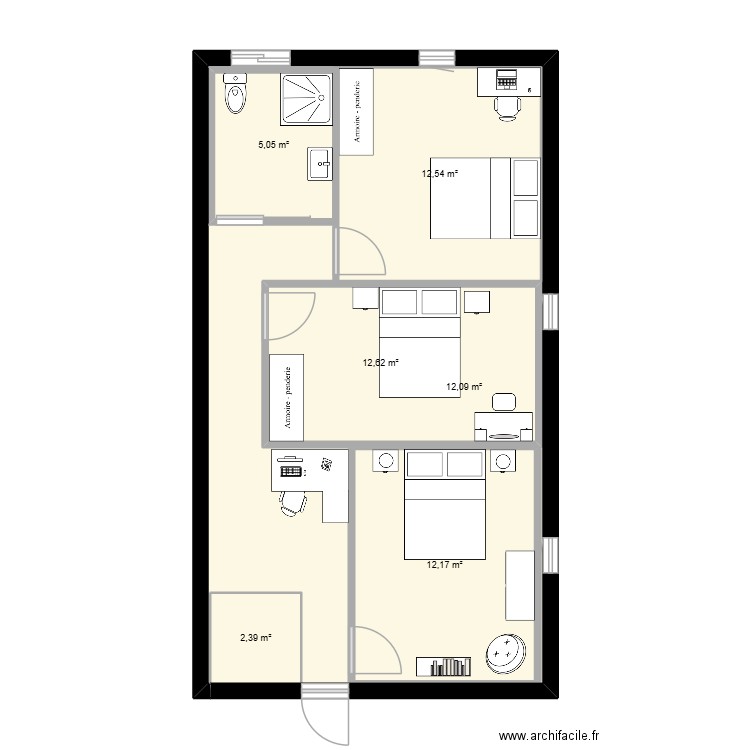 étage 1. Plan de 6 pièces et 102 m2