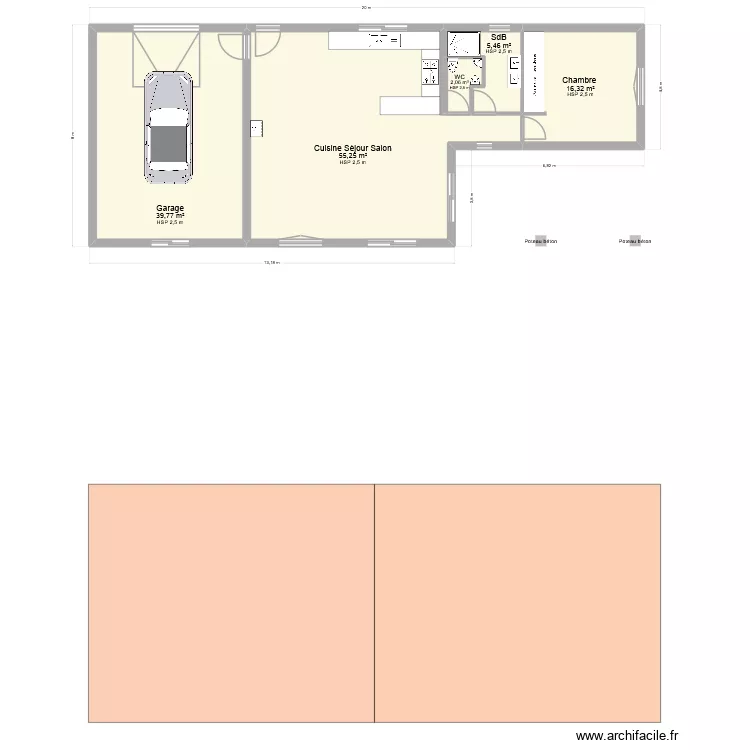 Plan did. Plan de 5  et 119 m²