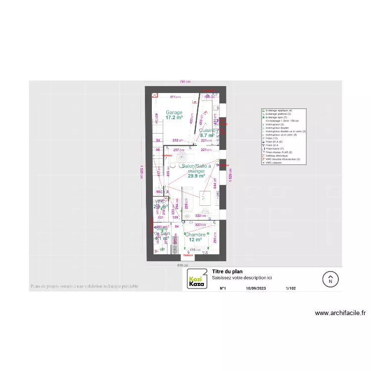 Plan &eacute;lectrique appt RDC. Plan de 