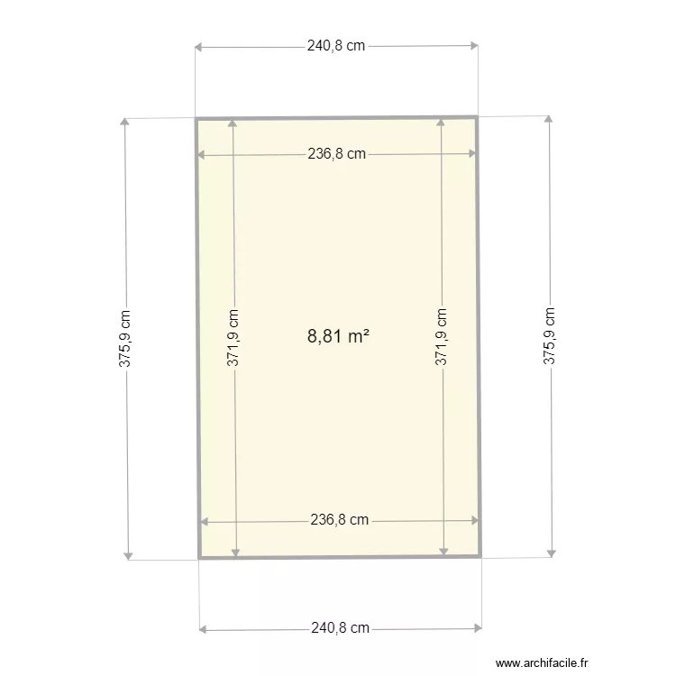 meuble. Plan de 1  et 9 m²
