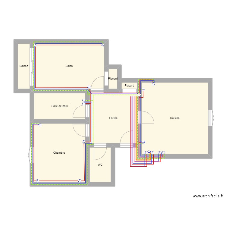 Yassine-Prises. Plan de 9 pièces et 66 m2