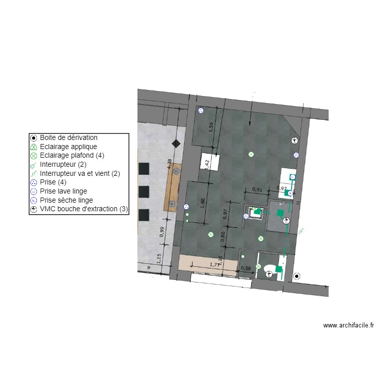 PLAN SDB CELLIER M.FUSCHETTO. Plan de 0 pièce et 0 m2