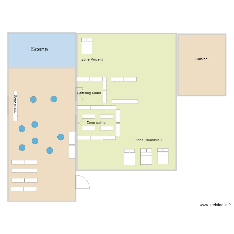 Salle Agora - 50 ans Vincent. Plan de 4 pièces et 420 m2