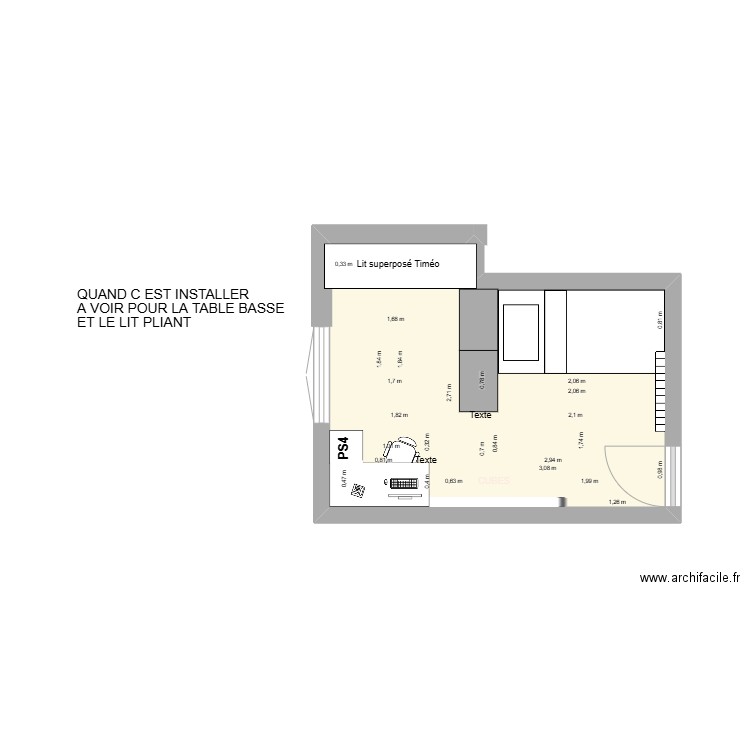 chambre loucas et timéo. Plan de 1 pièce et 14 m2