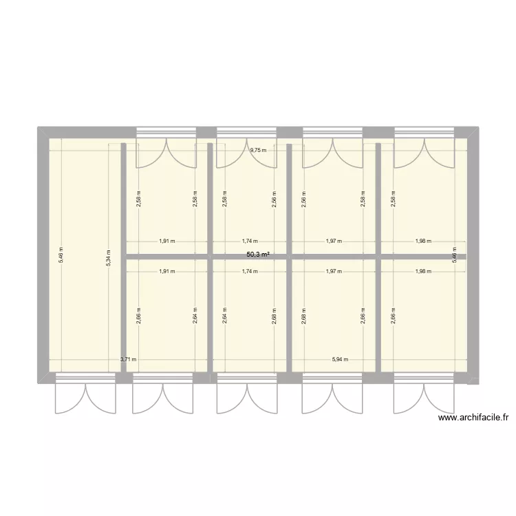 jolie. Plan de 1  et 50 m²
