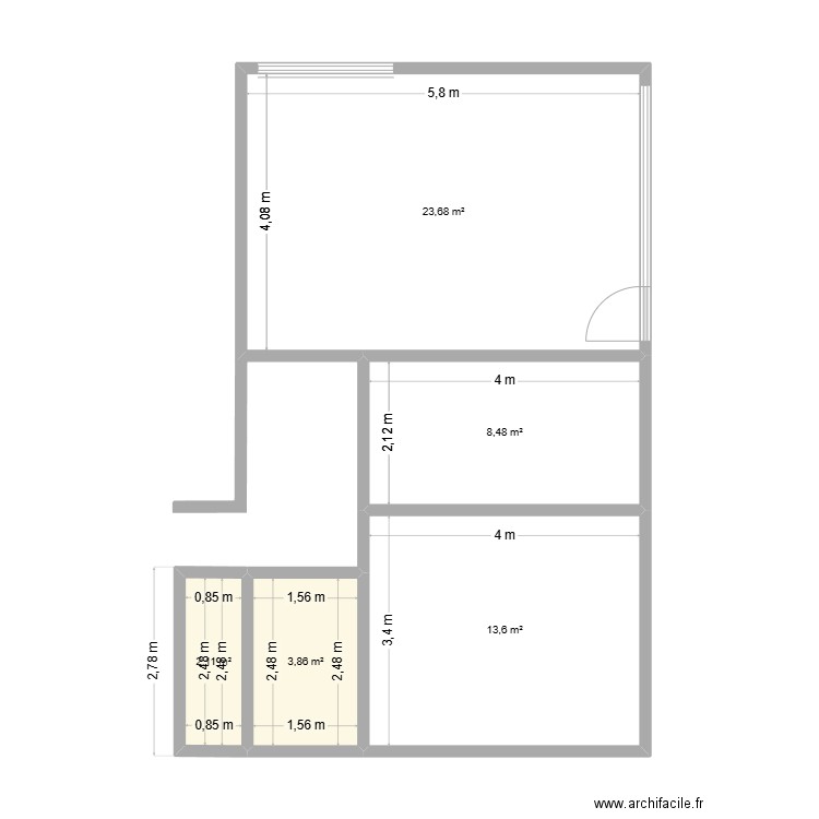 appsoet3. Plan de 5 pièces et 52 m2