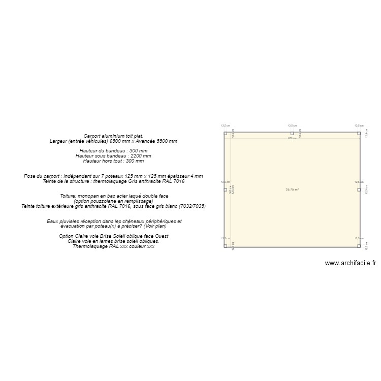 carport 1. Plan de 1 pièce et 36 m2