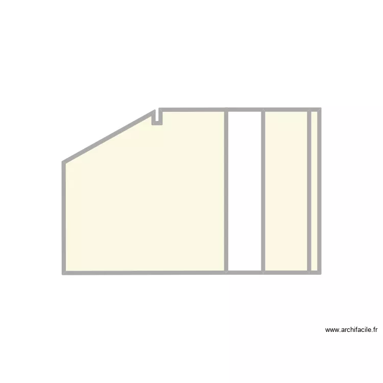 vue de face mur. Plan de 3  et 8 m²