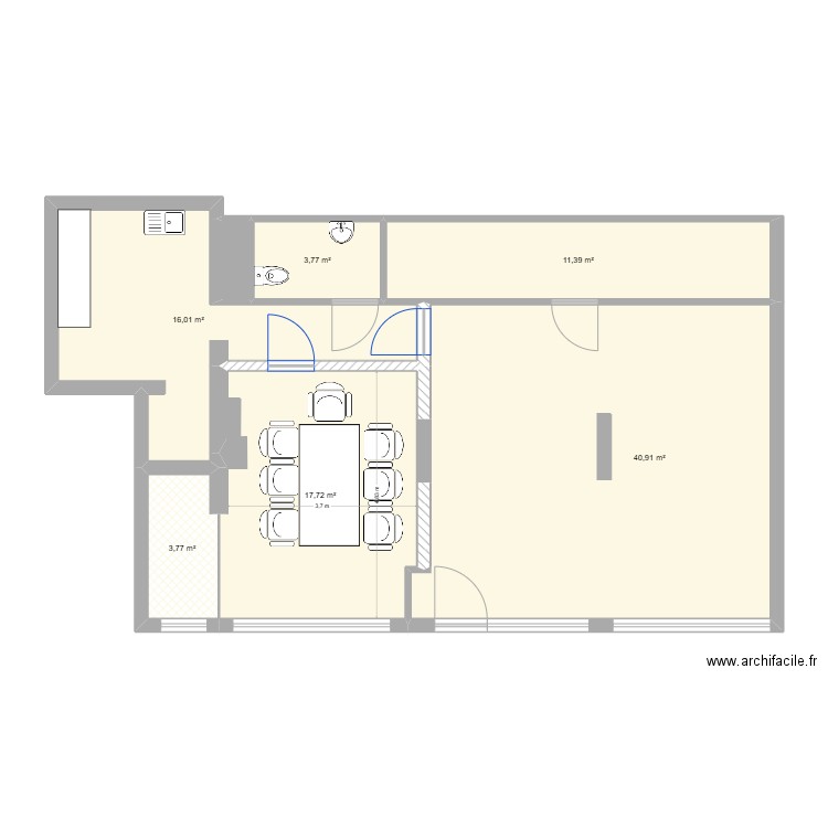 local avec côtes. Plan de 7 pièces et 94 m2