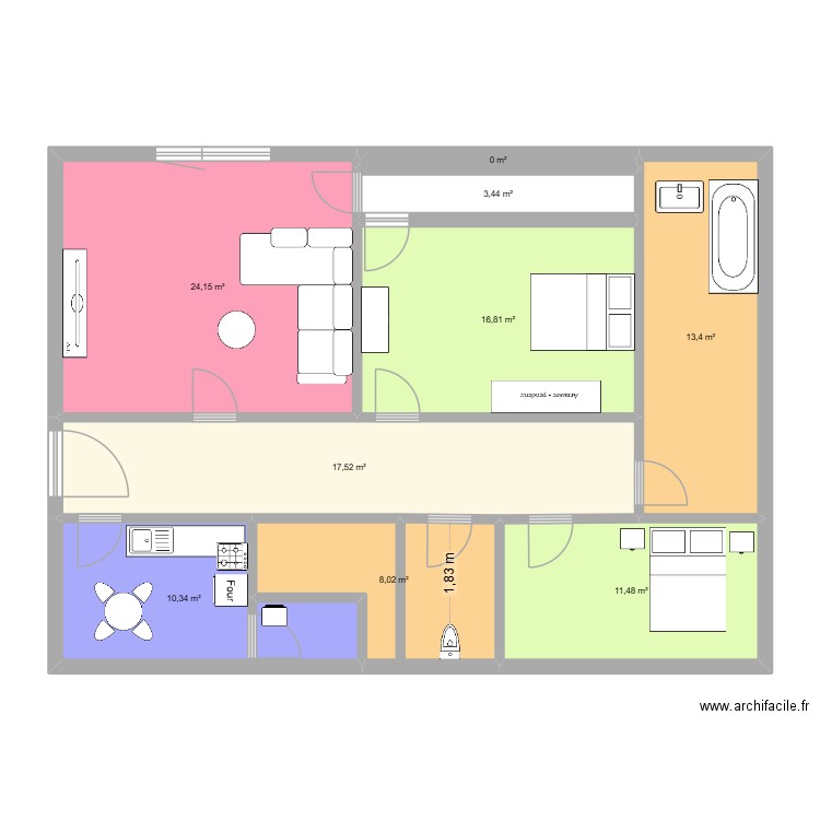 chez moi careb. Plan de 9 pièces et 105 m2