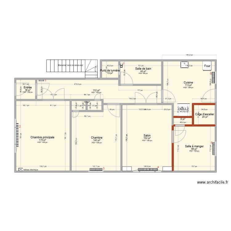 5191Trans island. Plan de 25 pièces et 168 m2