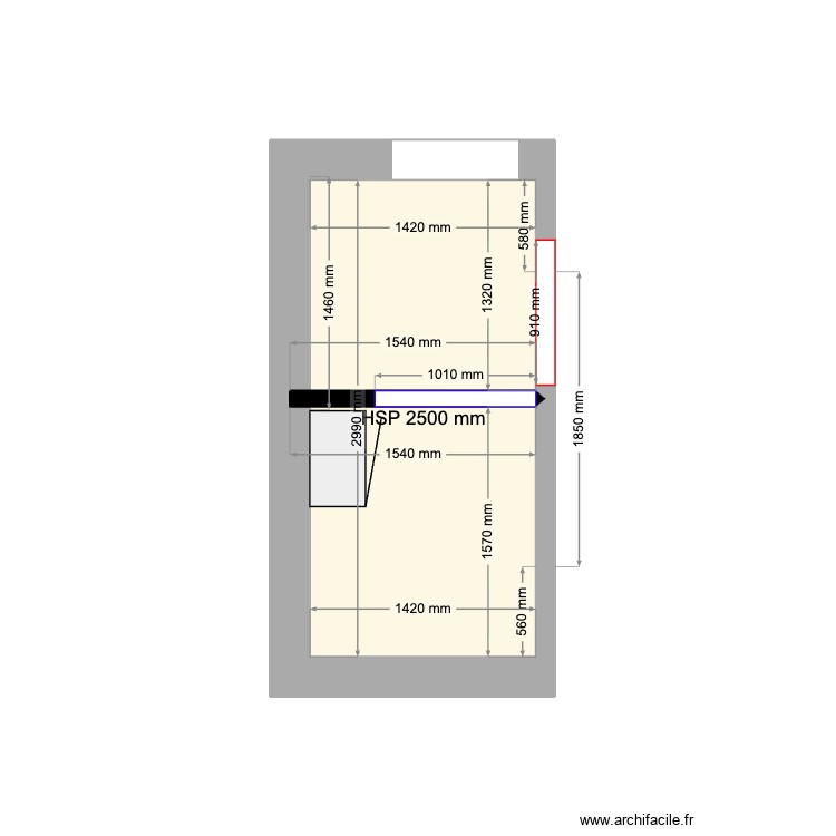 Local Electrique Solution 2. Plan de 1 pièce et 4 m2