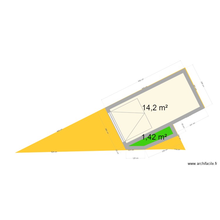 garage rectif issu du cadastre BON avec extension. Plan de 2 pièces et 16 m2