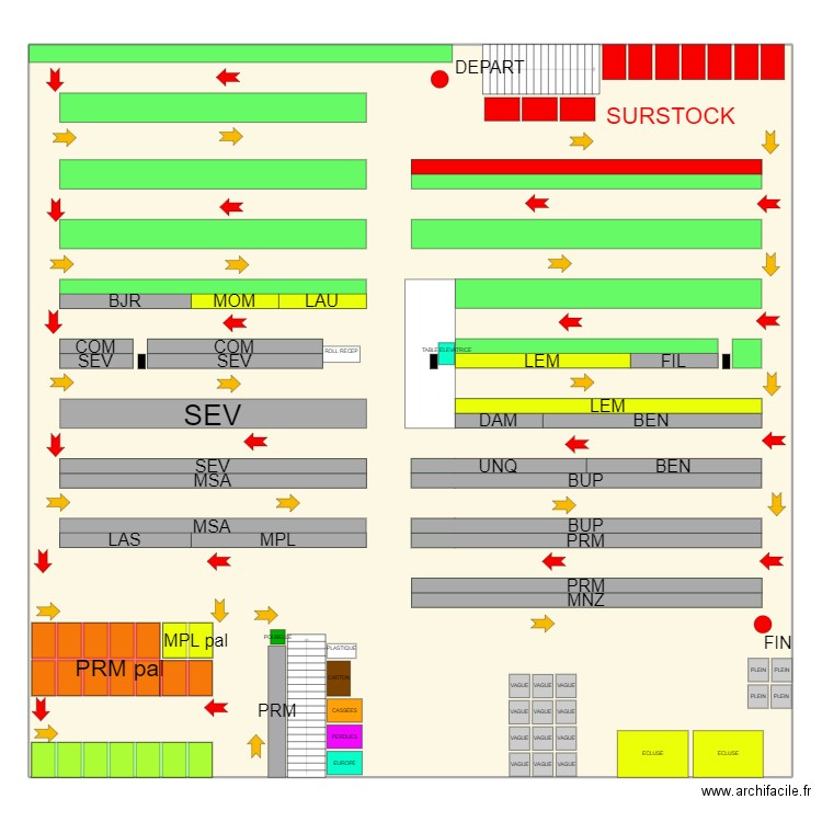 Chemin de picking mezza MAJ 29/11/2023. Plan de 1 pièce et 656 m2