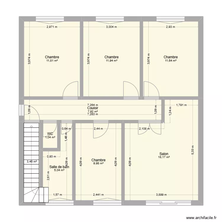 1er &eacute;tage. Plan de 9 Pièces et 81 m²