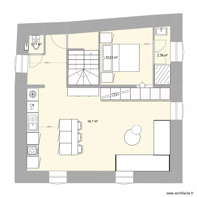 Vallon restructuration v4. Plan de 4  et 49 m²