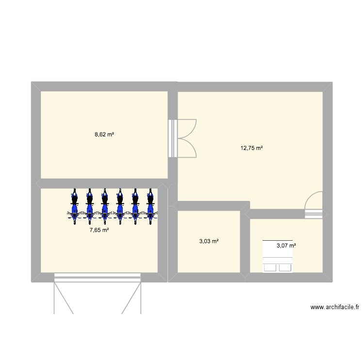 Anglais plan Maison. Plan de 5 pièces et 35 m2