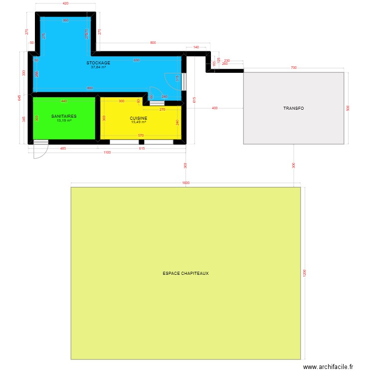 Halle de Vers. Plan de 3 pièces et 67 m2