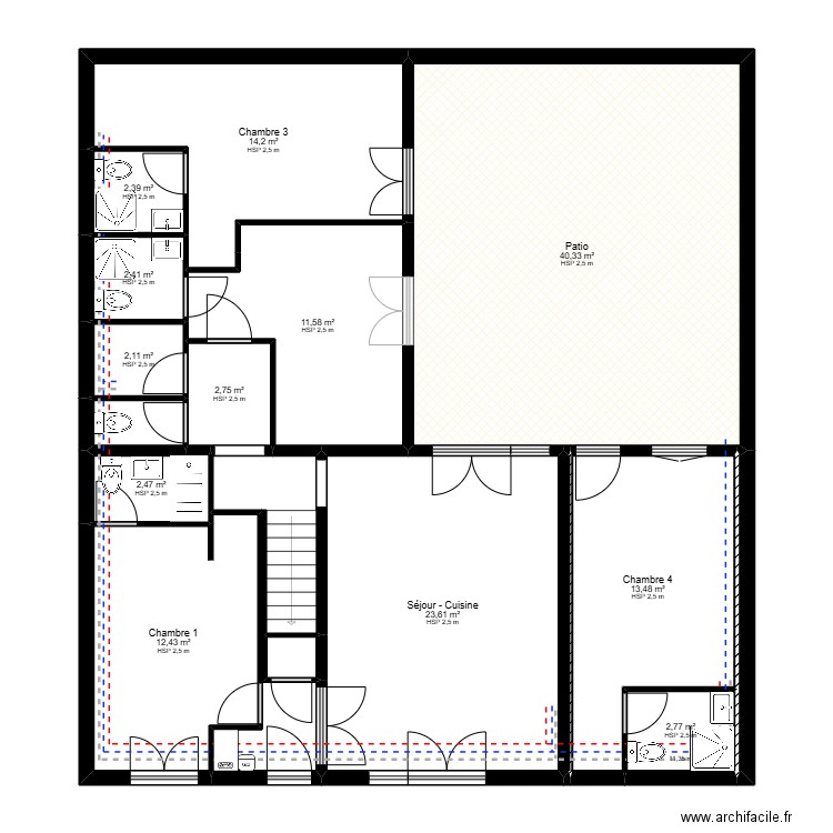 PLAN REZ-DE-CHAUSSEE - PLOMBIER SANITAIRE V2. Plan de 17 pièces et 139 m2