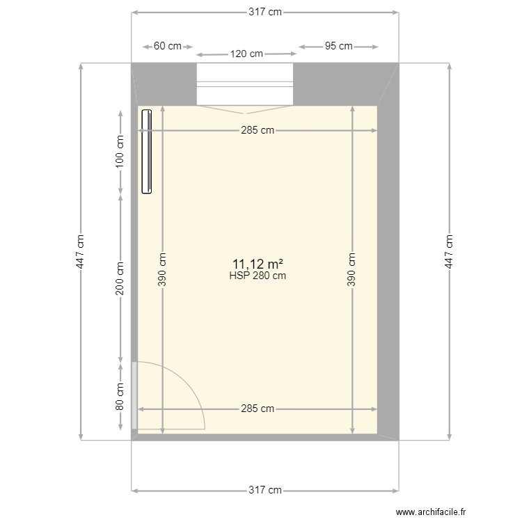 CUISINE NO. Plan de 1 pièce et 11 m2