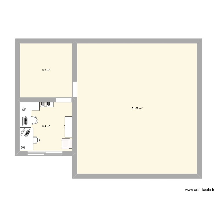Plan garage. Plan de 3 pièces et 69 m2