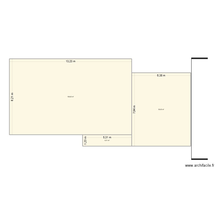 Extérieurs. Plan de 3 pièces et 166 m2