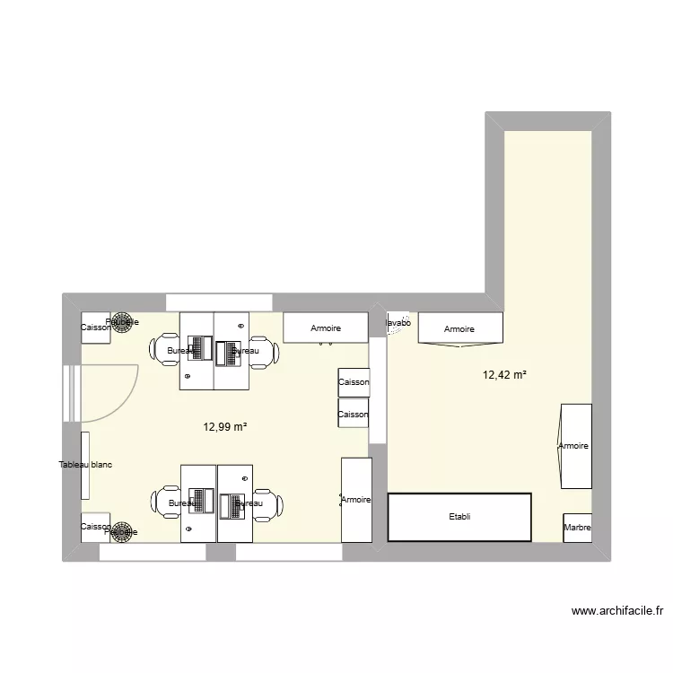 Bureau technique 2. Plan de 2  et 25 m²
