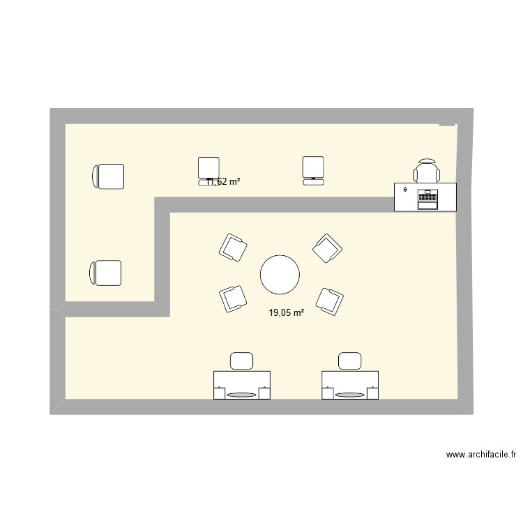 ert. Plan de 2 pièces et 31 m2