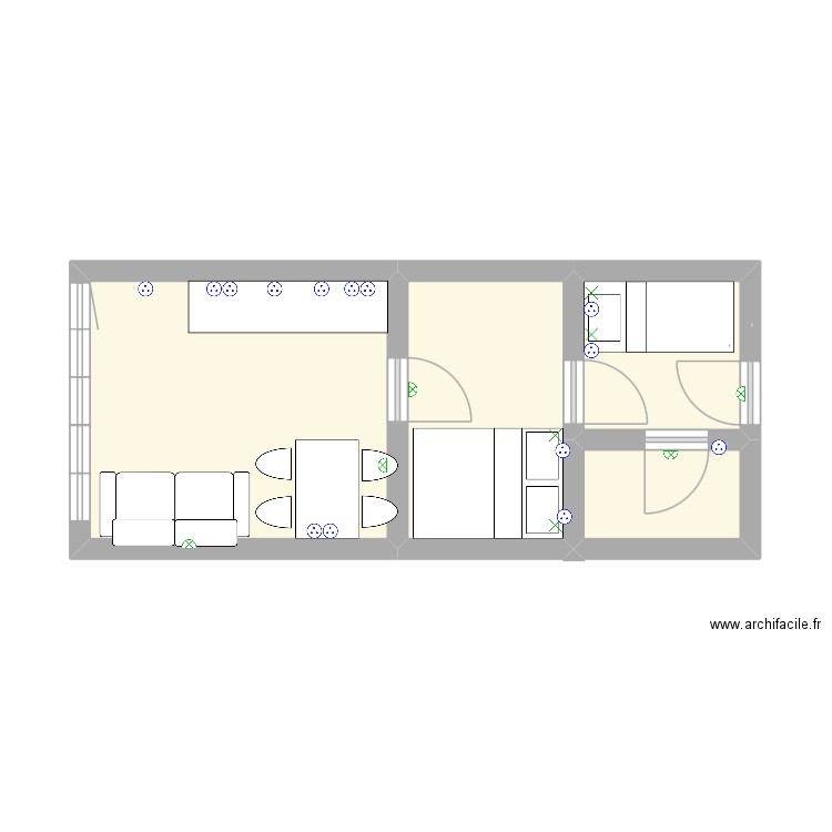 Montagne. Plan de 4 pièces et 24 m2