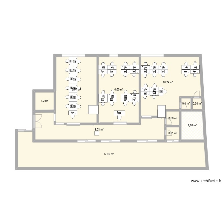 6 - 28. Plan de 11 pièces et 62 m2