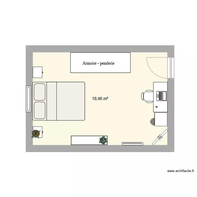 chambre. Plan de 1 Pièce et 18 m² chambre. Plan de 1 Pièce et 18 m²