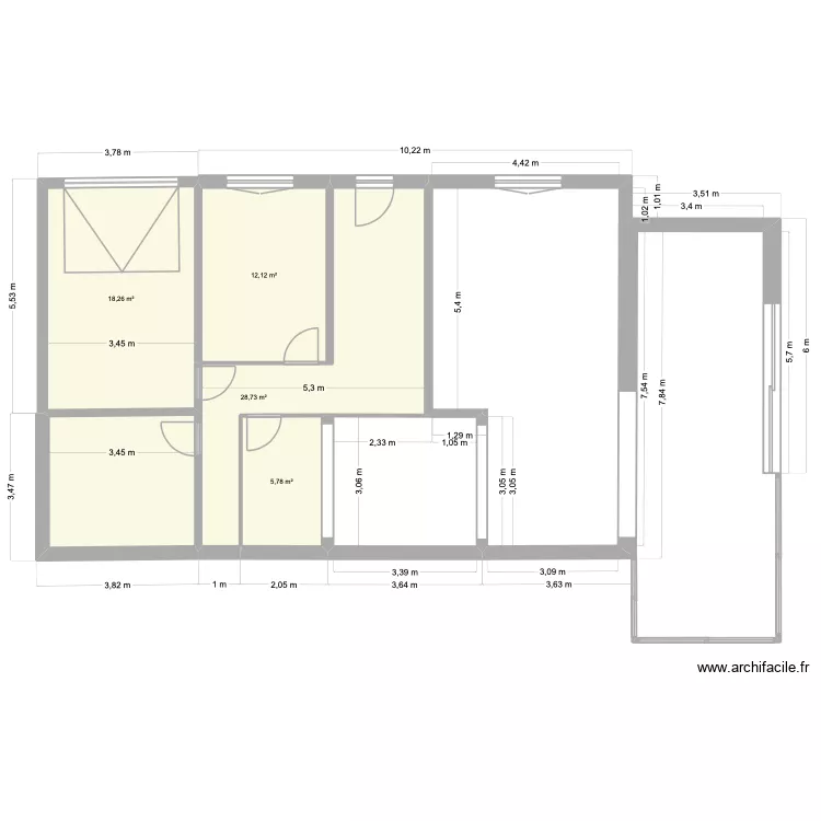 plan 4 impasse des chauss&eacute;e. Plan de 4 pièces et 65 m²