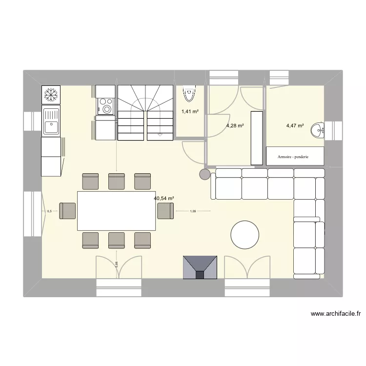 La Rosière RdC. Plan de 4 et 51 m² La Rosière RdC. Plan de 4 et 51 m²
