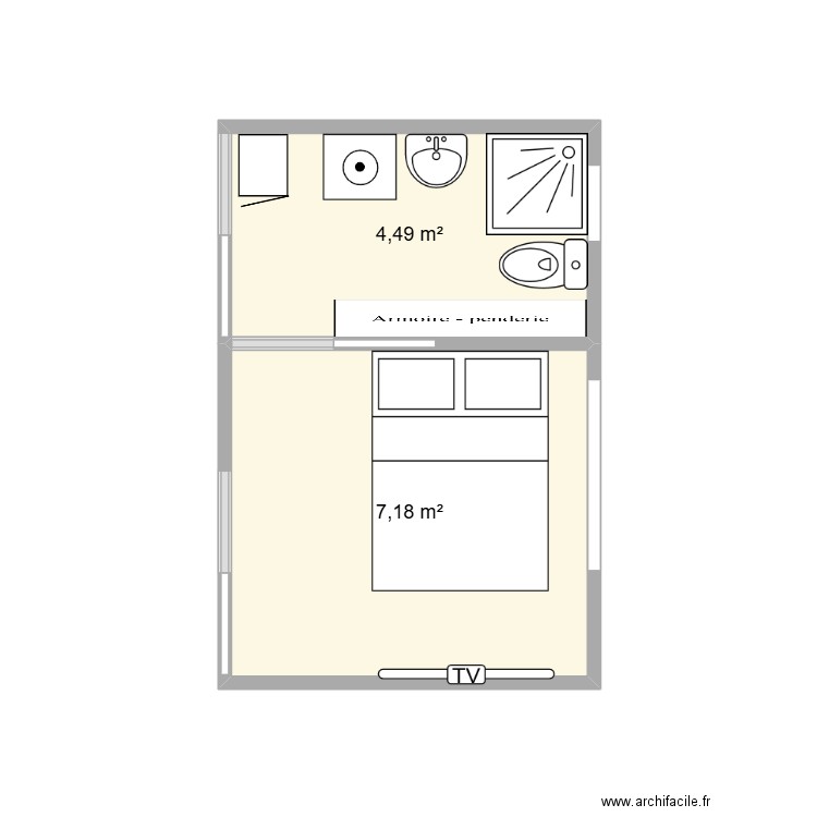 plan2. Plan de 2 pièces et 12 m2