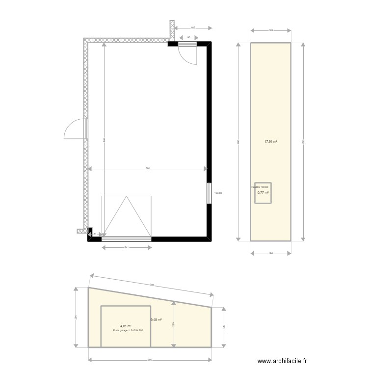 garage 60m2. Plan de 1 pièce et 56 m2