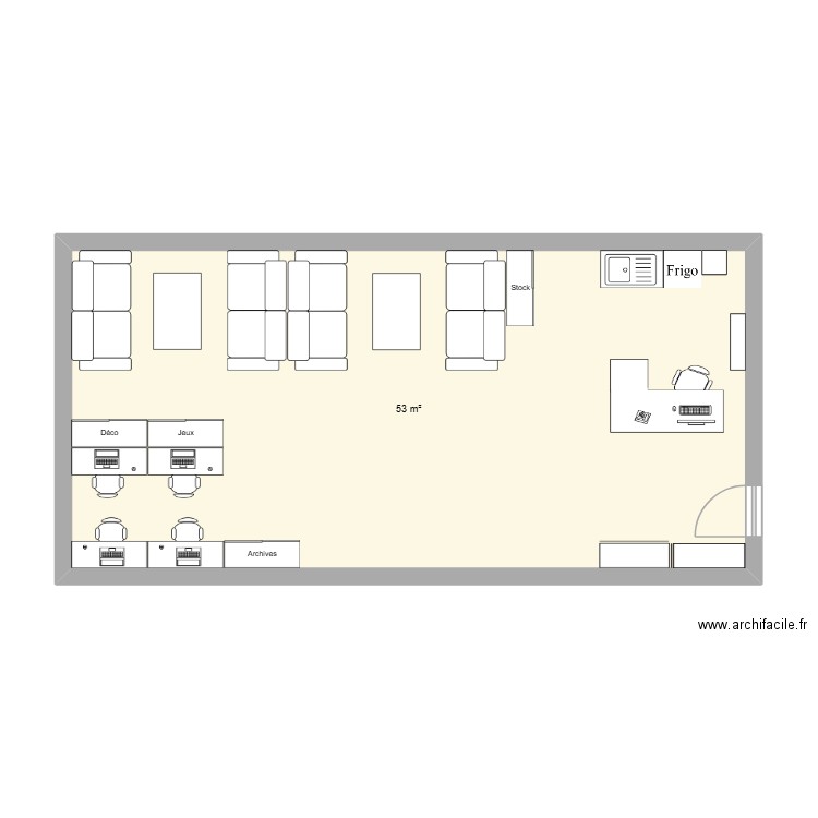 Local 3.0. Plan de 1 pièce et 53 m2