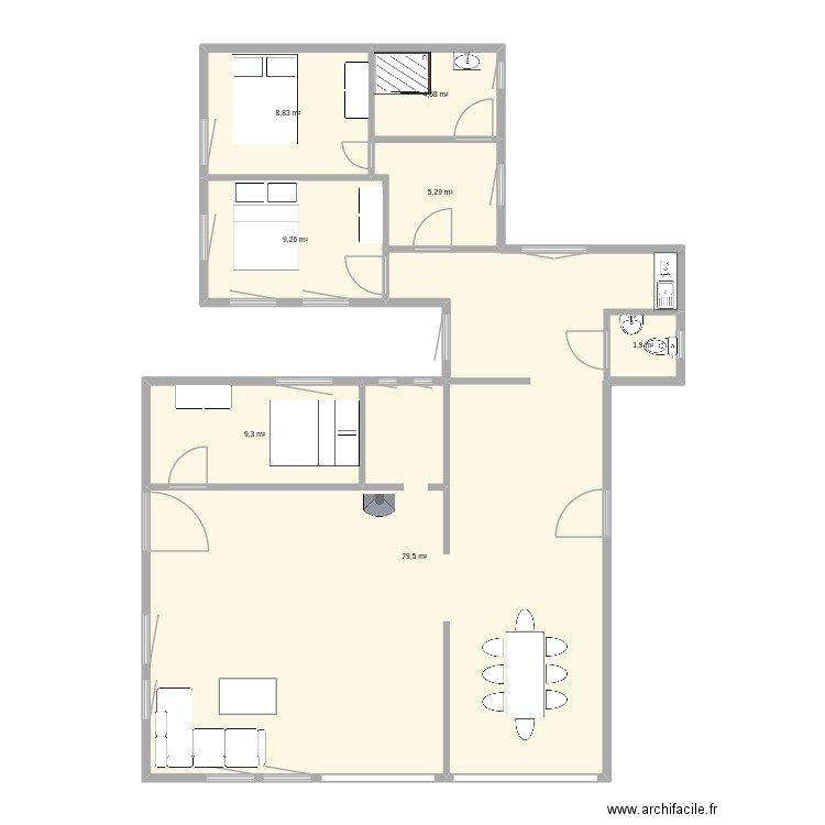 Chambod. Plan de 7 pièces et 119 m2