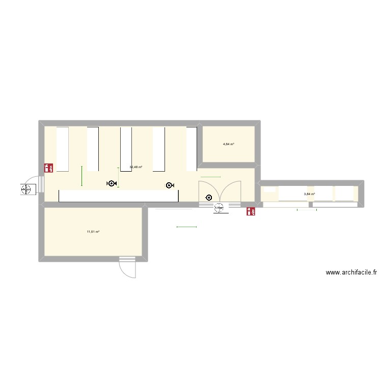 Draft V1 local BOB4 actuel. Plan de 4 pièces et 52 m2
